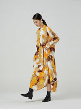 Retro Tie-Dyed Printed Long Sleeve Maxi Dress
